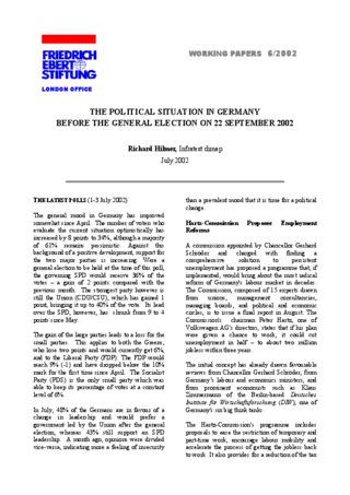 The political situation in Germany before the General election on 22 September 2002