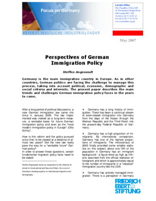 Perspectives of German immigration policy